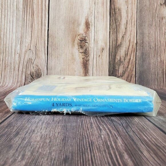 New Daisy Kingdom Dress Homespun Holiday Vintage Ornaments Border 4 Yards Cotton - Picture 5 of 12